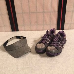 Adidas purple and gray lightweight running shoes